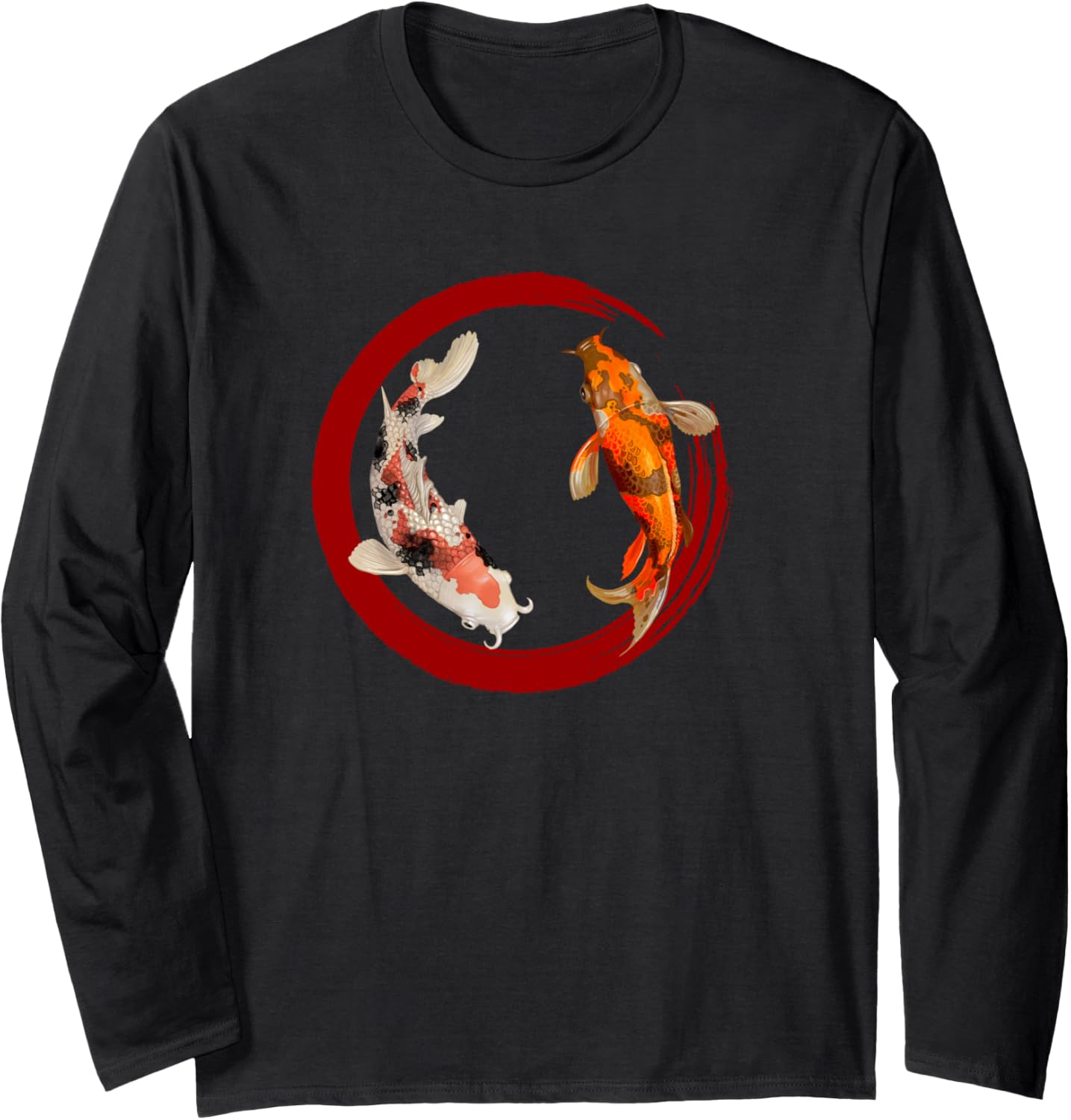 Koi Carpe Yin et Yang avec cercle rouge Manche Longue